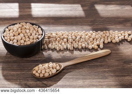 Cicer Arietinum - Raw Grains Of Chickpea; Legume With Important Culinary And Nutritional Qualities