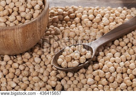 Cicer Arietinum - Raw Grains Of Chickpea; Legume With Important Culinary And Nutritional Qualities