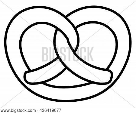 Pretzel - Baked Product - Vector Linear Illustration For Coloring, Logo Or Sign. Brezel Is A Snack M