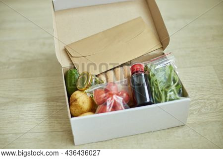 Food Box Meal Kit Of Fresh Ingredients And Recipe Blank Order