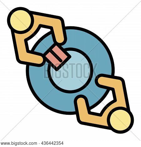 Two People At The Round Table Icon. Outline Two People At The Round Table Vector Icon Color Flat Iso