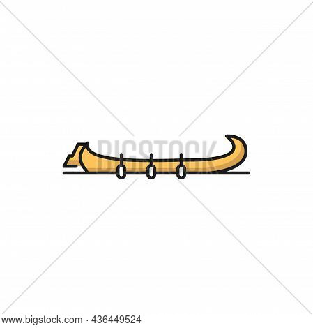 Portuguese Rabelo Aveiro Boat Isolated Sailboat Flat Line Icon. Vector Portguese Fishing Boat, Trans