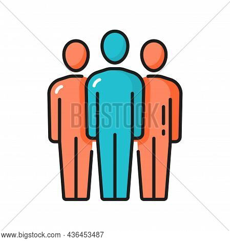 Meeting People Communication Discussion, Teamwork Isolated Color Line Icon. Vector Group Of People B