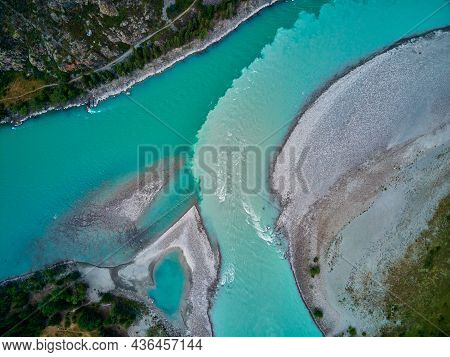 The Confluence Of Mountain Rivers - Argut And Katun.gorny Altai Russia.