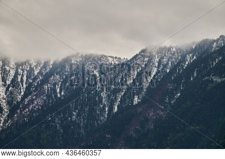 Beautiful Panoramic View At Kucherla Mountain Lake And Mountain Range. Belukha National Park, Altai 