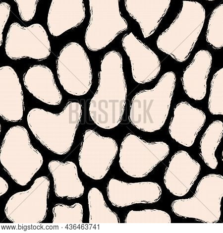 Vector Beige White Stones Black Seamless Pattern