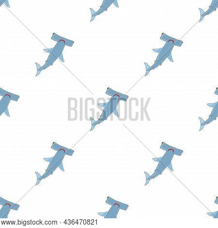 Hammerhead Shark Pattern Seamless Background Texture Repeat Wallpaper Geometric Vector