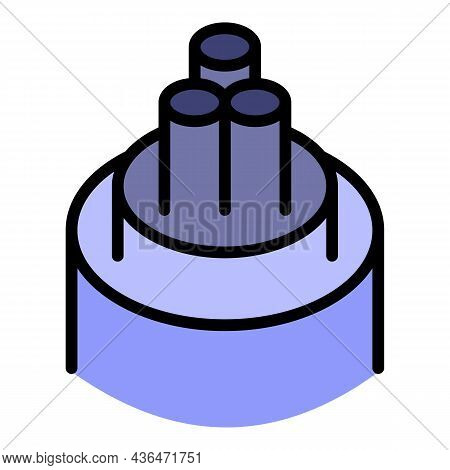 Three Core Cable Icon. Outline Three Core Cable Vector Icon Color Flat Isolated
