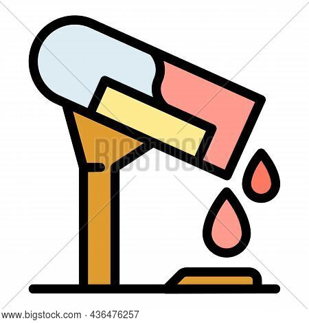 Test Tube Blood Drops Icon. Outline Test Tube Blood Drops Vector Icon Color Flat Isolated