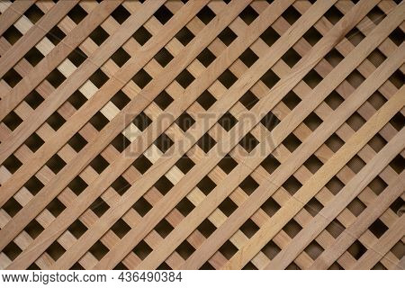 Lattice Wooden Walls. Light Background With Natural Wooden Structure