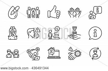 People Icons Set. Included Icon As People Communication, Like Hand, Wash Hand Signs. Eye Drops, Work