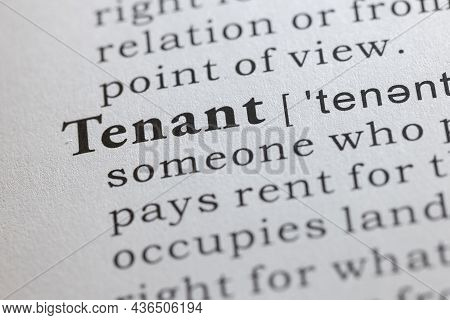 Fake Dictionary Word, Dictionary Definition Of Tenant, Tenants,