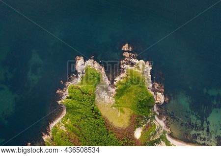 View From A Drone Vertically Down On The Rocks Of Cape Kuzmin