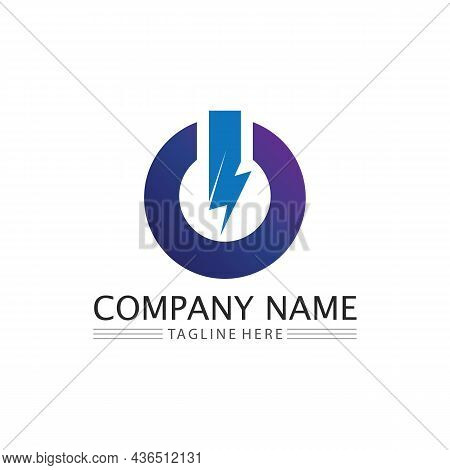 The Power Vector, Flash Ogo And Thunderbolt And Icon Electricity Illustration Template Design