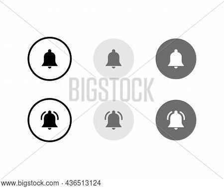 Ringing Bell Button Icon Set Collection. Notification Bells Symbol Vector