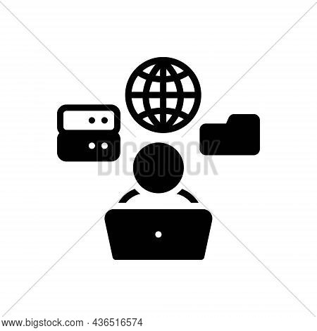 Black Solid Icon For Supporter Assistant Helper Subsidiary Adjunct Communication
