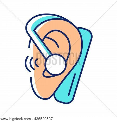 Handsfree Headset Rgb Color Icon. Wireless Earpiece For Business Conversations. Connected To Smartph