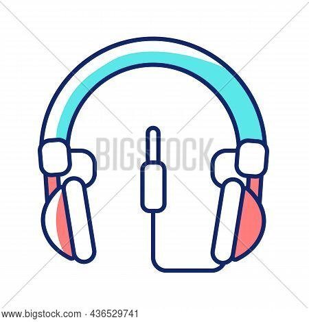 Wired Circumaural Headset Rgb Color Icon. Over Ear Headset For Gaming, Music Listening. Professional