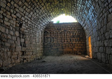 The Ruins Of Main Hall Of Crusader Fortress Chateau Neuf - Metsudat Hunin Is Located At The Entrance