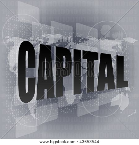 Interface de tela de toque com a palavra Capital