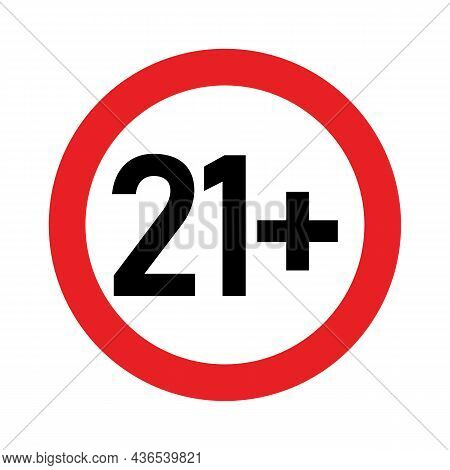 21 Plus Sign. Twenty One. For Adults Only. Age Restrictions, Censorship. Icon For Content, Movies, A