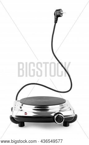 Portable Single Burner Electric Stove Isolated On White
