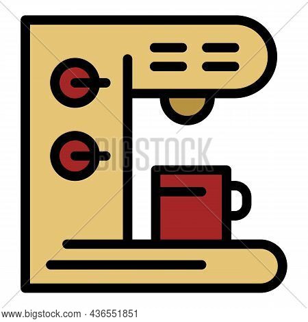 School Coffee Machine Icon. Outline School Coffee Machine Vector Icon Color Flat Isolated