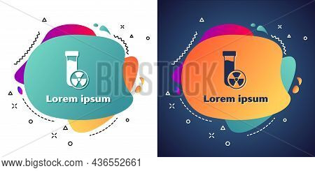 White Laboratory Chemical Beaker With Toxic Liquid Icon Isolated On White And Blue Background. Bioha