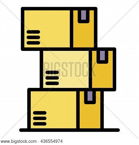 Warehouse Boxes Icon. Outline Warehouse Boxes Vector Icon Color Flat Isolated