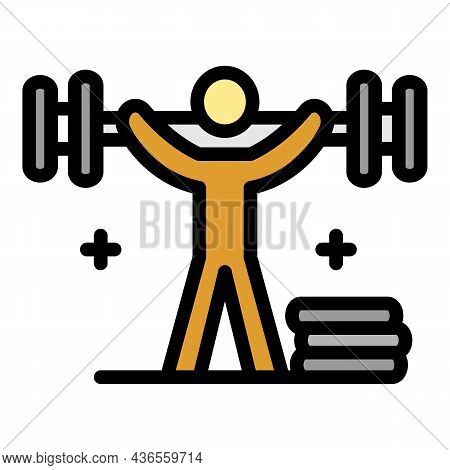 Man Lift Up Dumbbell Icon. Outline Man Lift Up Dumbbell Vector Icon Color Flat Isolated