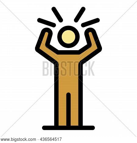 Alone Depression Man Icon. Outline Alone Depression Man Vector Icon Color Flat Isolated