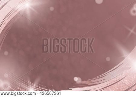 Muted pink background with rose gold border frame