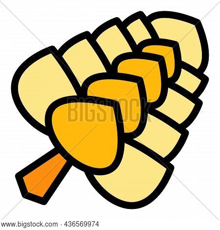 European Fir Cone Icon. Outline European Fir Cone Vector Icon Color Flat Isolated