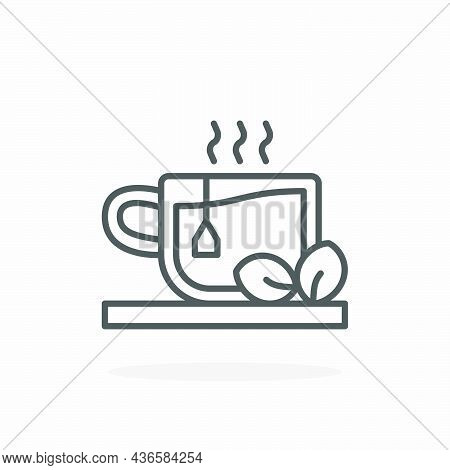 Hot Tea Icon. Editable Stroke And Pixel Perfect. Outline Style. Vector Illustration. Enjoy This Icon