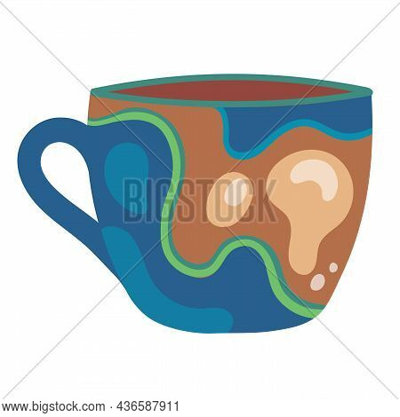 Vector Flat Illustration Ceramic Kithenware, Handmade Cups