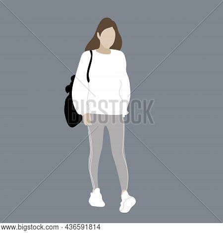 Vector Illustration Of Kpop Street Fashion. Street Idols Of Koreans. Kpop Women's Fashion Idol. A Gi