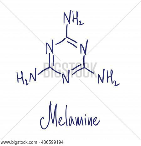 Melamine Chemical Structure. Vector Illustration Hand Drawn
