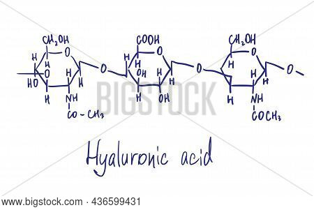 Hyaluronic Acid Chemical Structure. Vector Illustration Hand Drawn