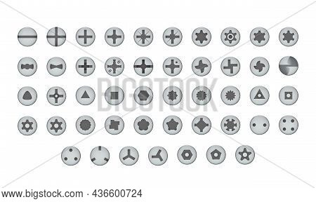 Screw Drive Types Of Screws Icon Set