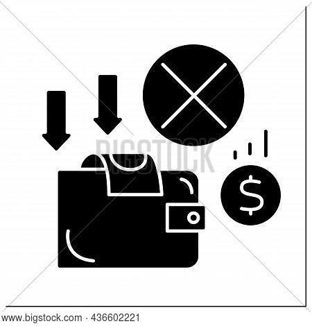 Money Glyph Icon. Empty Wallet. Loses All Cash. Money Lacks. Poverty Concept. Filled Flat Sign. Isol