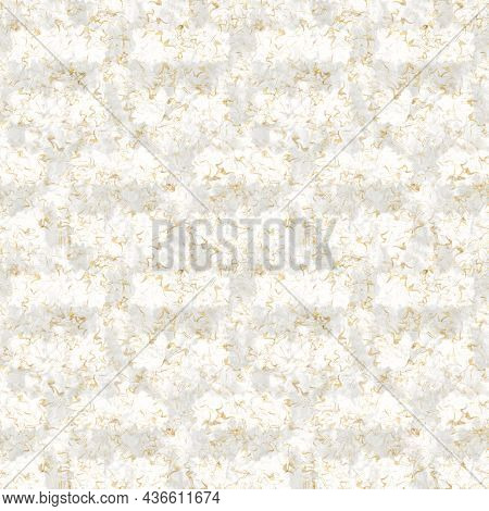 Handmade White Gold Metallic Rice Sprinkles Paper Texture. Seamless Washi Sheet Background. Sparkle 