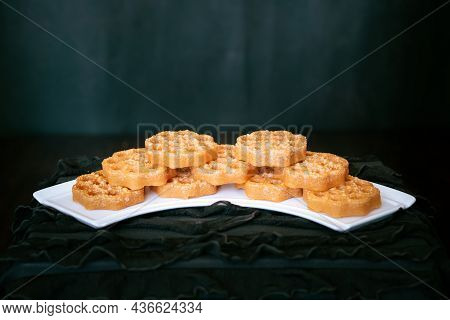 Traditional Malaysian Cookies Snack Known As Kuih Loyang  For Eid Fitr, Eid Adha And Ramadhan.