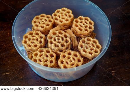 Traditional Malaysian Cookies Snack Known As Kuih Loyang  For Eid Fitr, Eid Adha And Ramadhan.