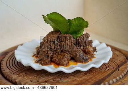 Rendang Daging Or Beef Rendang. Traditional Dish Usually Served During Eid Festival.