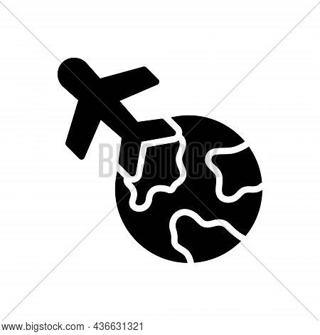 Black Solid Icon For Abroad Across-the-border Foreign Overseas Travel International Journey