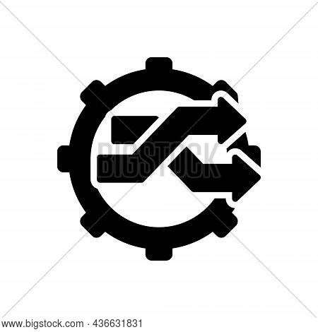 Black Solid Icon For Changed Switch-services Transit Change Move Transformation Changeover Progress 
