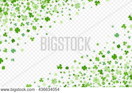 Shamrock Or Green Clover Leaves Pattern Background Flat Design Vector Illustration Isolated On Trans