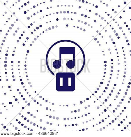 Blue Pause Button Icon Isolated On White Background. Abstract Circle Random Dots. Vector