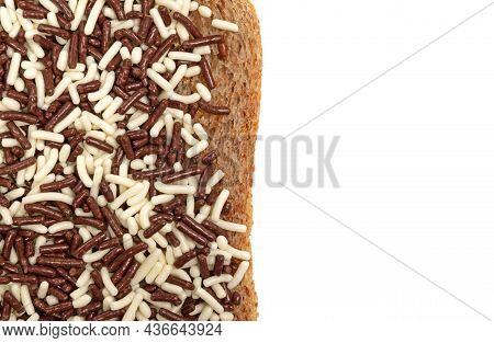 Typical Dutch Lunch; Bread With Chocolate Sprinkles (hagelslag), Isolated