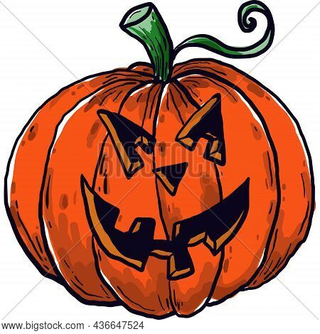 Evil Pumpkin For Halloween On A White Background